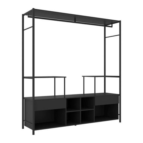 Guarda-roupa Closet Modulado Barcelona Casal Preto Artefamol