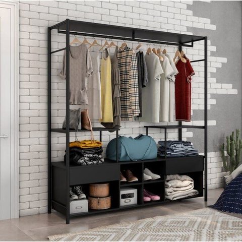 Guarda-roupa Closet Modulado Barcelona Casal Preto Artefamol
