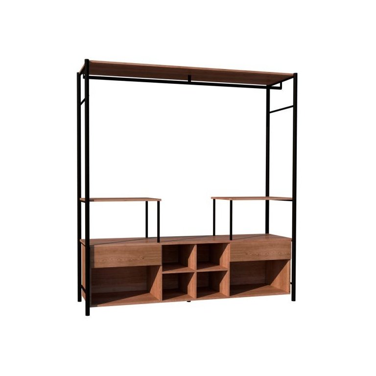 Módulo para Closet Casal 2 Gavetas 8 Prateleiras Barcelona Artefamol Preto/Demolição