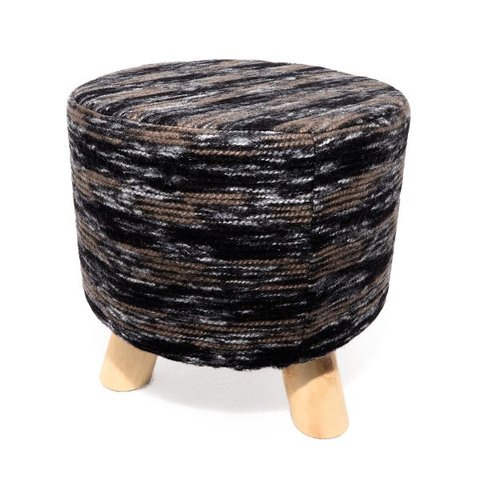 Puff Forrado com Tecido Preto Decoração Sala 30x28cm