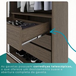 Guarda-roupa Casal 100% Mdf 6 Portas 4 Gavetas Grécia - Mais Móveis Cor New Canion - 6