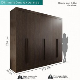 Guarda-roupa Casal 100% Mdf 6 Portas 4 Gavetas Grécia - Mais Móveis Cor New Canion - 3