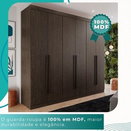 Guarda-roupa Casal 100% Mdf 6 Portas 4 Gavetas Grécia - Mais Móveis Cor New Canion - 8