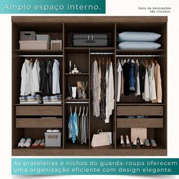 Guarda-roupa Casal 100% Mdf 6 Portas 4 Gavetas Grécia - Mais Móveis Cor New Canion - 5
