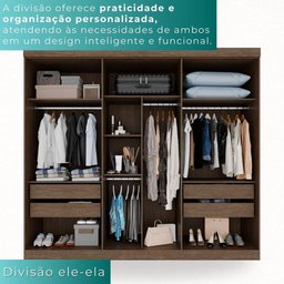 Guarda-roupa Casal 100% Mdf 6 Portas 4 Gavetas Grécia - Mais Móveis Cor New Canion - 4