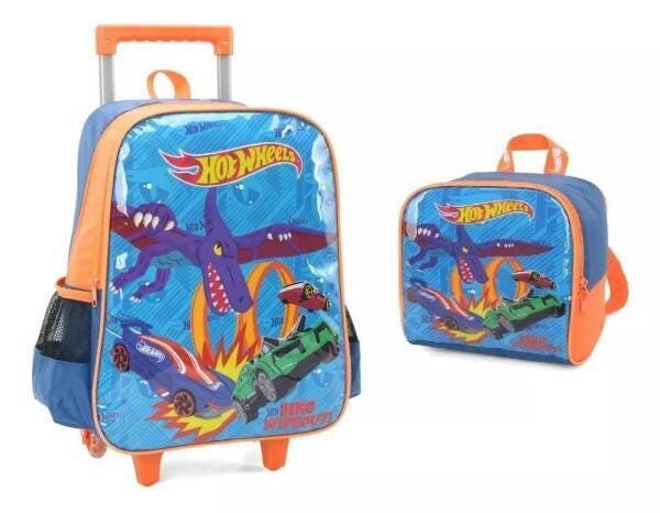 Mochila Hot Wheels Com Rodinhas E Lancheira Luxcel - 3