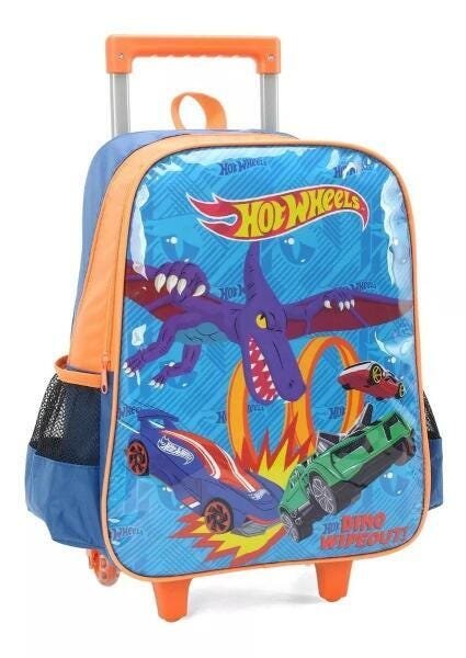 Mochila Hot Wheels Com Rodinhas E Lancheira Luxcel - 2