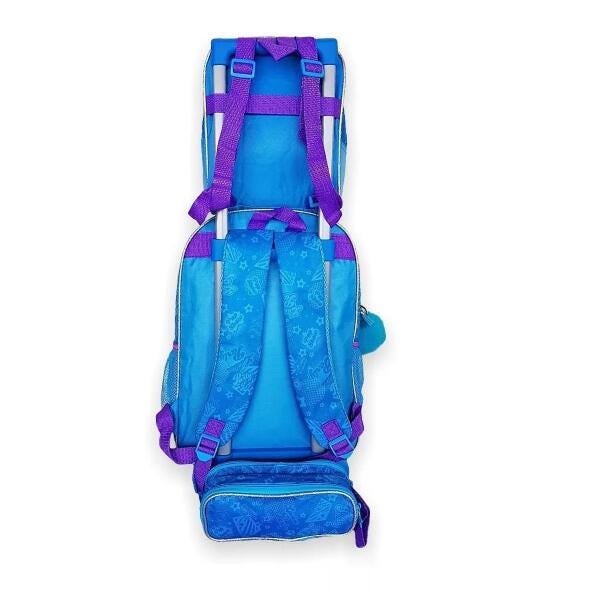 Kit Mochila Carrinho + Estojo + Lancheira Ladies Party Azul - 4