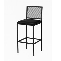 Banqueta Alta Angola Preta com Encosto Aço e Assento Estofado Corino Cozinha Bar Gourmet 99cm - 2