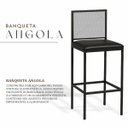 Ver imagem 5 de Banqueta Alta Angola Preta com Encosto Aço e Assento Estofado Corino Cozinha Bar Gourmet 99cm