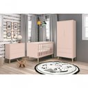 Ver imagem 1 de Jogo de Quarto para Bebê Completo 2 Portas Théo New Rosa Fosco com Natural - Reller