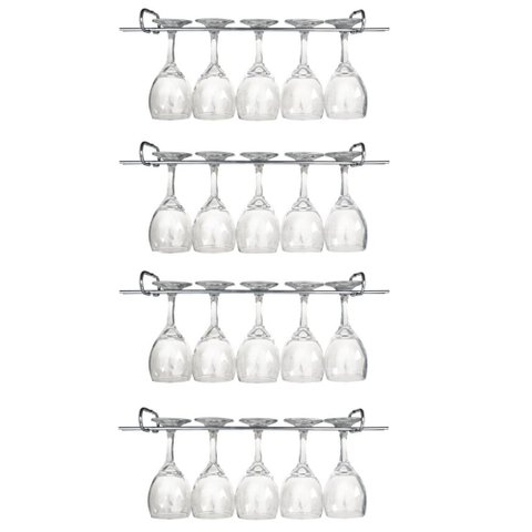 4 Suportes para Taças Cromado Decoração Bar Vinho 25 Cm