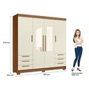 Ver imagem 3 de Guarda-Roupa com 4 Portas 6 Gavetas e Espelho Irati Off White/Jatobá/Areia