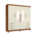 Ver imagem 2 de Guarda-Roupa com 4 Portas 6 Gavetas e Espelho Irati Off White/Jatobá/Areia