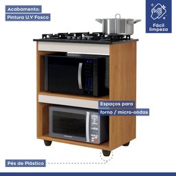 Balcão para Cooktop 5 Bocas 2 Nichos para Forno Turim Kaiki Móveis - 2