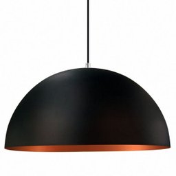 Lustre Pendente Meia Lua 40cm Alumínio Preto com Cobre As Luminárias - 1