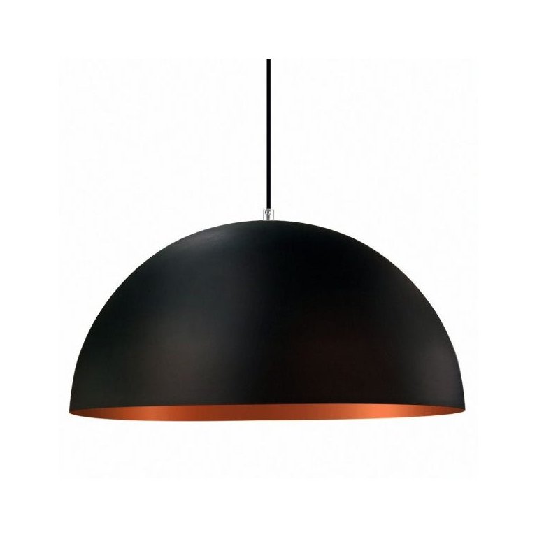 Lustre Pendente Meia Lua 40cm Alumínio Preto com Cobre As Luminárias