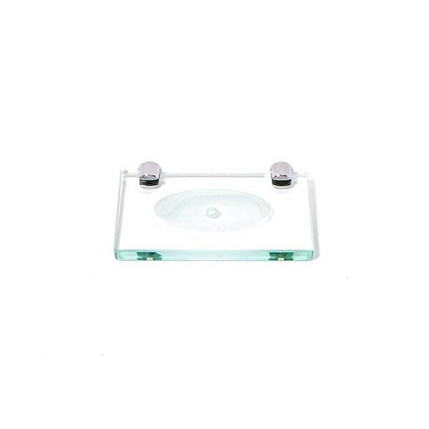 Saboneteira em Vidro Incolor Lapidado - Aquabox - 14cmx9cmx8mm.