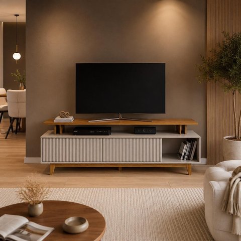 Rack para TV Ate 75' NT1385 Off White / Freijo Notável Móveis