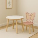 Ver imagem 2 de Mesa com Uma Cadeira Modelo Borboleta em MDF com Detalhes em Talagarç