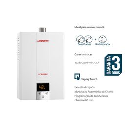 Aquecedor de Água a Gás Lorenzetti Lz2000de-b Branco Digital 20 Litros Bivolt para Gn - 3