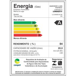 Aquecedor de Água a Gás Lorenzetti Lz2000de-b Branco Digital 20 Litros Bivolt para Gn - 5