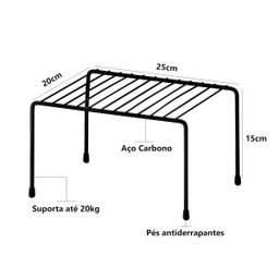 Organizador Retangular de Armários até 20kg Aramado Cozinha:preto - 3