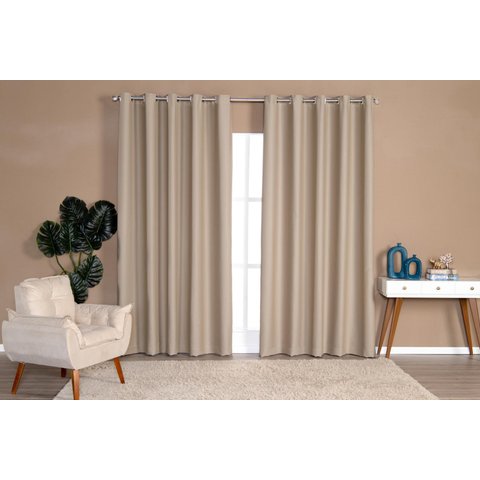 Cortina Blackout Tecido 2,50m x 2,20m Para Varão Simples:Avelã