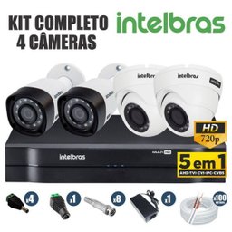 Kit CfTV Intelbras Completo 4 Câmeras Ahd 720P DVR 4 Canais - 1 Kit CfTV Intelbras Completo 4 Câmeras Ahd 720P DVR 4 Canais - 1