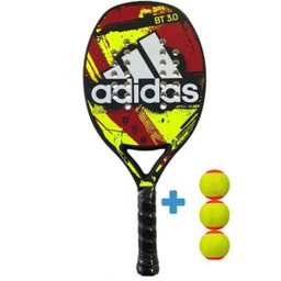 Raquete de Beach Tennis Adidas BT 3.0 - Amarelo/Vermelho + 3 Bolas Beach Tennis - 1