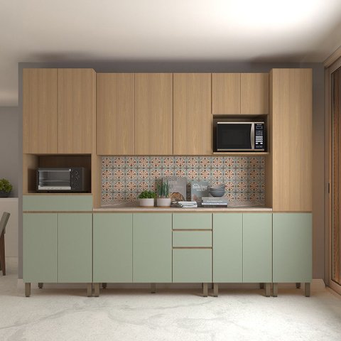 Cozinha Completa 6 Peças com Espaços para Micro-ondas e Tampos Slim Luciane Móveis