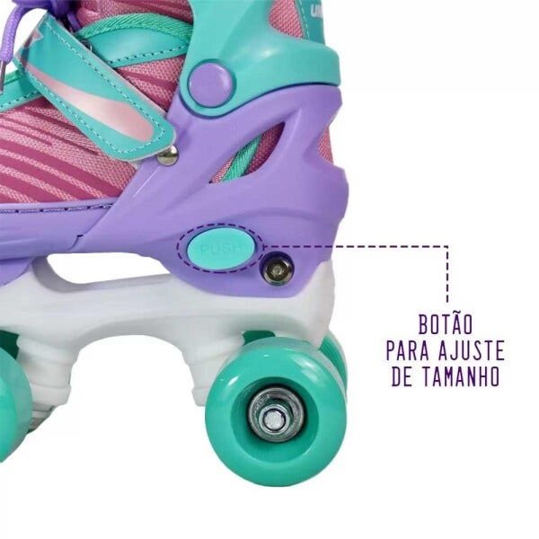 Patins 4 Rodas + Kit de Segurança Unitoys 34 ao 37 - Violeta - 5