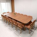 Ver imagem 1 de Conjunto Mesa de Jantar Grand Mesa 16 Lugares Tampo em MDF com Cadeiras Estofadas 360x135cm