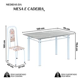 Conjunto para Sala de Jantar com 1 Mesa Granito e 4 Cadeiras Lara - 3