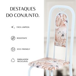 Conjunto para Sala de Jantar com 1 Mesa Granito e 4 Cadeiras Lara - 12
