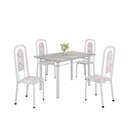Ver imagem 2 de Conjunto para Sala de Jantar com 1 Mesa Granito e 4 Cadeiras Lara Branco/Botanic Bege