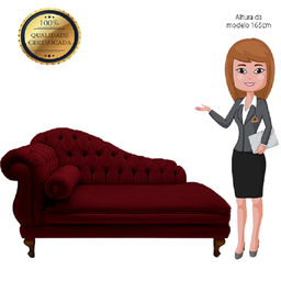 Recamier Divã Namoradeira Larissa 185cm Direito de Quem Senta Suede Vermelho Bordo - Mb Decor - 5