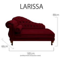 Recamier Divã Namoradeira Larissa 185cm Direito de Quem Senta Suede Vermelho Bordo - Mb Decor - 4