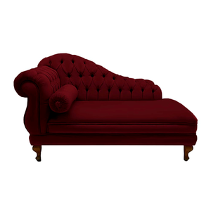 Recamier Divã Namoradeira Larissa 185cm Direito de Quem Senta Suede Vermelho Bordo - Mb Decor