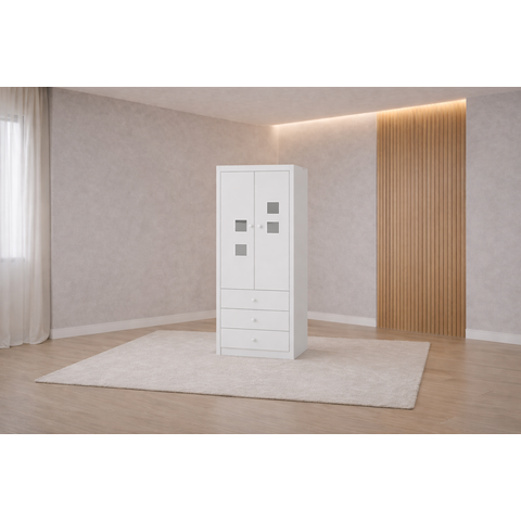 Guarda Roupa Infantil 2 Portas 2 Gavetas Ninho- Mobibaby