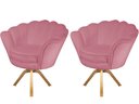 Ver imagem 1 de Kit 2 Poltronas Decorativa Pétala Base Giratória Madeira Suede Rosa Ms Decor