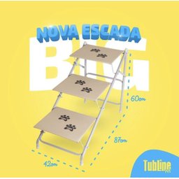 Tubline Escada BIG até 40 kilos Para Cães Cachorro Dobravel Pet cor Bege 7705-N17 - bege - 1