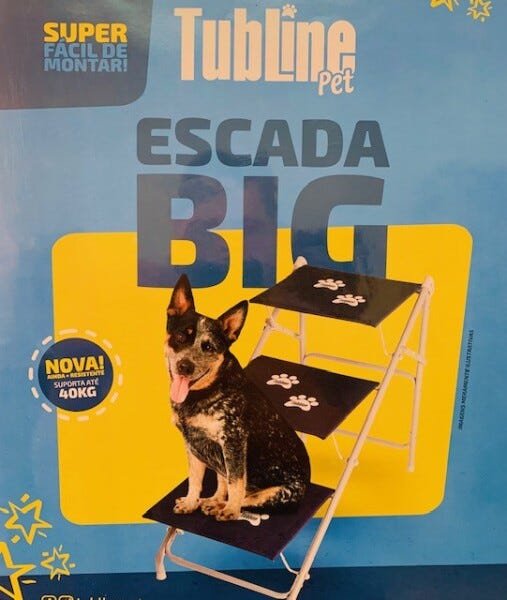 Tubline Escada BIG até 40 kilos Para Cães Cachorro Dobravel Pet cor Azul 7705-N08 - Azul - 3