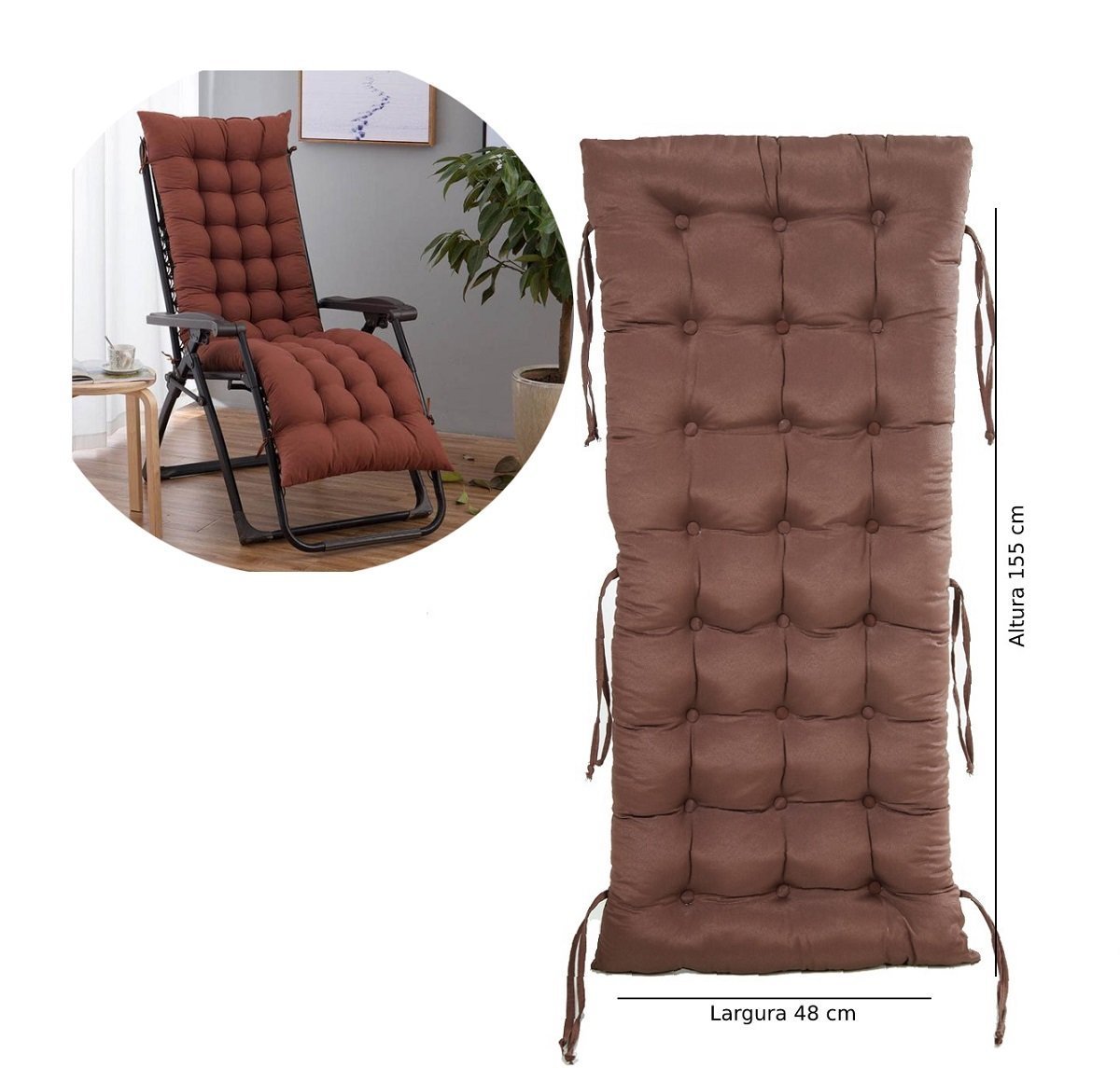 Almofada Futon P/ Cadeira de Descanso Espreguiçadeira - 1