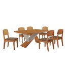 Ver imagem 1 de Mesa de Jantar Yasmin 180 Tampo Mdf Laminado Canto Copo e 6 Cadeiras Copper Premium