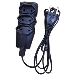EXTENSAO ELETRICA 250V 10A 3 TOMADAS 2P 5,0m BIVOLT PRETA MEGATRON - 1