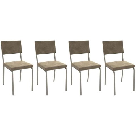 Cadeira de Cozinha Zaria 2c128 Kit 4 Un Niquel/bege A036 Suede Suede - Kappesberg