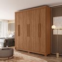 Ver imagem 6 de Guarda Roupa Casal 6 Portas Toledo e Cama Solteiro com Gavetas Invicta Jatobá Acetinado - Santos And