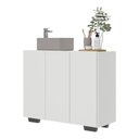 Ver imagem 7 de Gabinete Banheiro 3 Portas 90Cm Multimóveis Mp5031 Branco/Preto