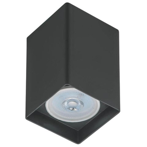 Spot Preto de Sobrepor Quadrado Bivolt Luminária de Teto E27 Área Interna Banheiro Quarto